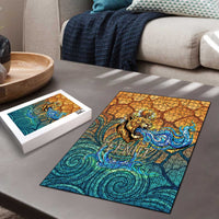 Egyptian Tefnut Fiery Eye Puzzle with Roaring Lion in Desert and Water Element