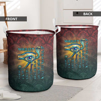 Egyptian Wadjet Winged Cobra Laundry Basket with Eye of Horus in Fiery Royal Protector Theme