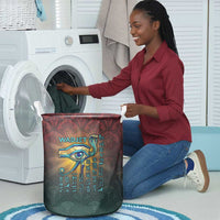 Egyptian Wadjet Winged Cobra Laundry Basket with Eye of Horus in Fiery Royal Protector Theme