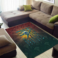 Egyptian Wadjet Winged Cobra Area Rug with Eye of Horus in Fiery Royal Protector Theme
