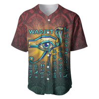 Egyptian Wadjet Winged Cobra Baseball Jersey with Eye of Horus in Fiery Royal Protector Theme