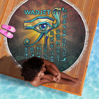 Egyptian Wadjet Winged Cobra Beach Blanket with Eye of Horus in Fiery Royal Protector Theme
