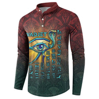 Egyptian Wadjet Winged Cobra Button Sweatshirt with Eye of Horus in Fiery Royal Protector Theme