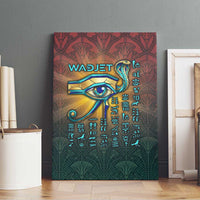 Egyptian Wadjet Winged Cobra Canvas Wall Art with Eye of Horus in Fiery Royal Protector Theme