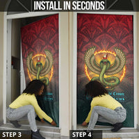 Egyptian Wadjet Winged Cobra Door Cover with Eye of Horus in Fiery Royal Protector Theme