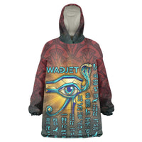 Egyptian Wadjet Winged Cobra Kid Wearable Blanket Hoodie with Eye of Horus in Fiery Royal Protector Theme