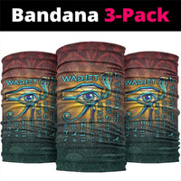 Egyptian Wadjet Winged Cobra Neck Gaiter with Eye of Horus in Fiery Royal Protector Theme