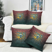 Egyptian Wadjet Winged Cobra Pillow Cover with Eye of Horus in Fiery Royal Protector Theme