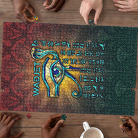Egyptian Wadjet Winged Cobra Puzzle with Eye of Horus in Fiery Royal Protector Theme