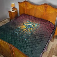 Egyptian Wadjet Winged Cobra Quilt with Eye of Horus in Fiery Royal Protector Theme