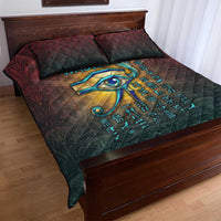 Egyptian Wadjet Winged Cobra Quilt Bed Set with Eye of Horus in Fiery Royal Protector Theme