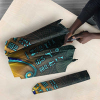Egyptian Wadjet Winged Cobra Umbrella with Eye of Horus in Fiery Royal Protector Theme