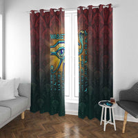 Egyptian Wadjet Winged Cobra Window Curtain with Eye of Horus in Fiery Royal Protector Theme