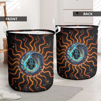 Wadjet Fiery Serpent Laundry Basket Egyptian Ankh Symbol in Dark Flame Protector Theme