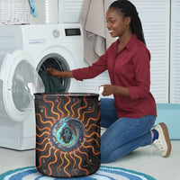 Wadjet Fiery Serpent Laundry Basket Egyptian Ankh Symbol in Dark Flame Protector Theme