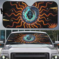 Wadjet Fiery Serpent Auto Sun Shade Egyptian Ankh Symbol in Dark Flame Protector Theme