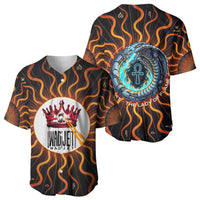 Wadjet Fiery Serpent Baseball Jersey Egyptian Ankh Symbol in Dark Flame Protector Theme