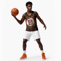 Wadjet Fiery Serpent Basketball Jersey Egyptian Ankh Symbol in Dark Flame Protector Theme