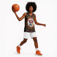 Wadjet Fiery Serpent Basketball Jersey Egyptian Ankh Symbol in Dark Flame Protector Theme