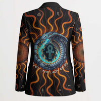 Wadjet Fiery Serpent Blazer Egyptian Ankh Symbol in Dark Flame Protector Theme