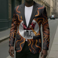 Wadjet Fiery Serpent Blazer Egyptian Ankh Symbol in Dark Flame Protector Theme