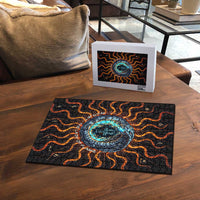 Wadjet Fiery Serpent Puzzle Egyptian Ankh Symbol in Dark Flame Protector Theme
