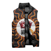 Wadjet Fiery Serpent Sleeveless Puffer Jacket Egyptian Ankh Symbol in Dark Flame Protector Theme