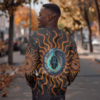 Wadjet Fiery Serpent Sweatshirt Egyptian Ankh Symbol in Dark Flame Protector Theme