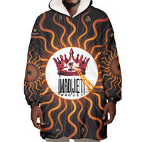 Wadjet Fiery Serpent Wearable Blanket Hoodie Egyptian Ankh Symbol in Dark Flame Protector Theme