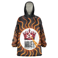 Wadjet Fiery Serpent Wearable Blanket Hoodie Egyptian Ankh Symbol in Dark Flame Protector Theme