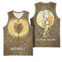 Wosret Egyptian Basketball Jersey with Golden Scepter and Archer Motif in Ancient Protector