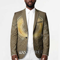 Wosret Egyptian Blazer with Golden Scepter and Archer Motif in Ancient Protector