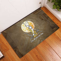 Wosret Egyptian Rubber Doormat with Golden Scepter and Archer Motif in Ancient Protector
