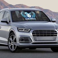 Wosret Winged Crown Auto Sun Shade Egyptian Cyber Circuit Design in Futuristic Blue Theme