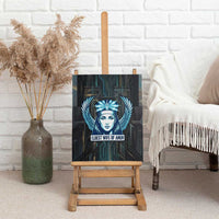 Wosret Winged Crown Canvas Wall Art Egyptian Cyber Circuit Design in Futuristic Blue Theme