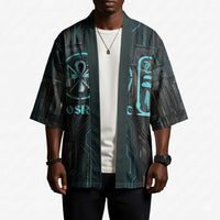 Wosret Winged Crown Kimono Egyptian Cyber Circuit Design in Futuristic Blue Theme