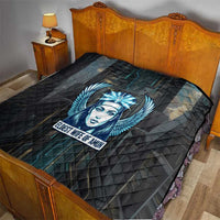 Wosret Winged Crown Quilt Egyptian Cyber Circuit Design in Futuristic Blue Theme
