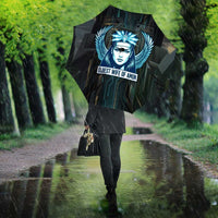 Wosret Winged Crown Umbrella Egyptian Cyber Circuit Design in Futuristic Blue Theme