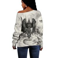 Nekhbet Egyptian Off Shoulder Sweater Vulture Goddess Mother of Protection Wings Claws Desert