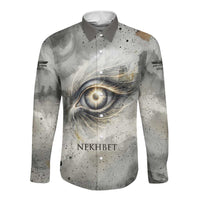 Nekhbet Long Sleeve Button Shirt Vulture Goddess Eye of Protection Sovereign of Upper Egypt