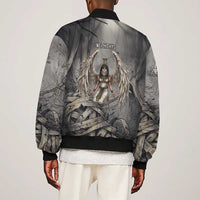 Nephthys Sleeve Zip Bomber Jacket Mistress of the House Egyptian Goddess Wings