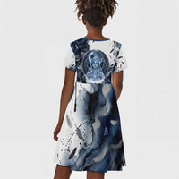 Nephthys Egyptian Kid Short Sleeve Dress The Dark Sister Falcon Wings Moon Veil