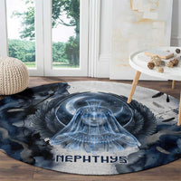 Nephthys Egyptian Round Carpet The Dark Sister Falcon Wings Moon Veil
