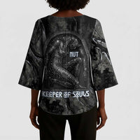 Nut Kimono Sleeve Blouse Egyptian Keeper of Souls Celestial Stairway Ascension Path Cosmic Goddess of the Night Sky