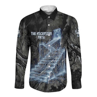 Nut Long Sleeve Button Shirt Egyptian Keeper of Souls Celestial Stairway Ascension Path Cosmic Goddess of the Night Sky