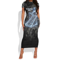 Nut Short Sleeve Bodycon Dress Egyptian Keeper of Souls Celestial Stairway Ascension Path Cosmic Goddess of the Night Sky