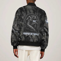 Nut Sleeve Zip Bomber Jacket Egyptian Keeper of Souls Celestial Stairway Ascension Path Cosmic Goddess of the Night Sky