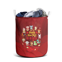 Chinese Zodiac Happy New Year Laundry Basket Festive Cartoon Illustration Style
