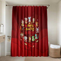 Chinese Zodiac Happy New Year Bathroom Set Festive Cartoon Illustration Style
