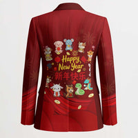 Chinese Zodiac Happy New Year Blazer Festive Cartoon Illustration Style